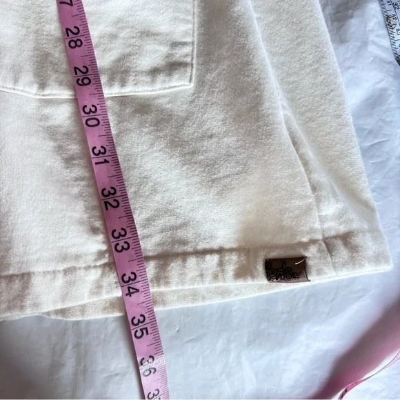 PRANA Women's Rowen Jacket Cream Waffle Knit Yoke Mid Length Fleece Coat Size S - Picture 12 of 12